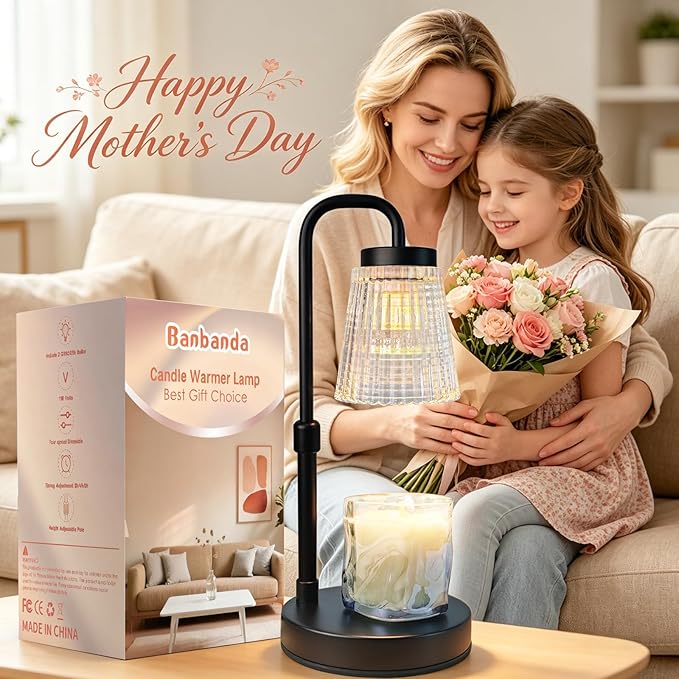 Banbanda Candle Warmer Lamp with Timer: Mothers Day Gifts, Birthday Gifts for Women, House Warming Gifts New Home Decor – Height Adjustable Candle Lamp - with 2 Bulbs