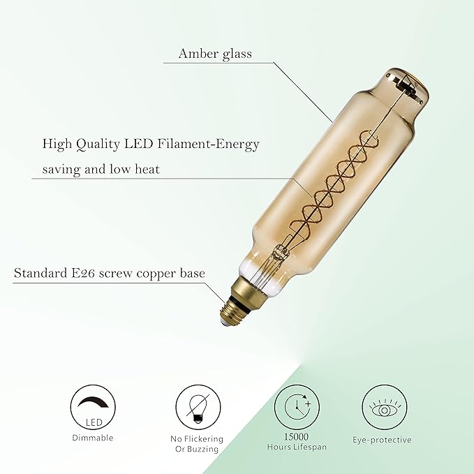 SD LUX Oversized Vintage Giant LED Light Bulb Huge Edison Bulb - Dimmable, 8W 450LM (50W Equi), Warm White 2200K, Medium E26 Base - Perfect for Decorative Pendant Lighting, 1 Pack (TT80)