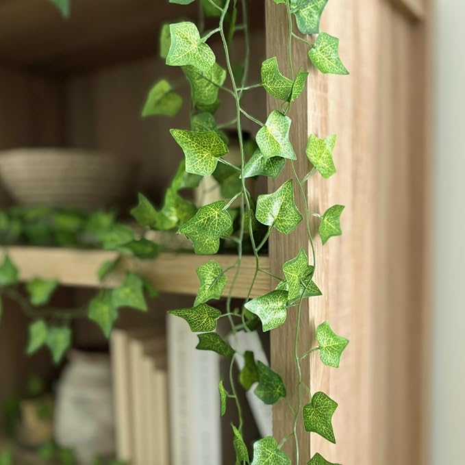 CQURE 12 Pack 84Ft Artificial Ivy Garland, Fake Vines UV Resistant Greenery Leaves Fake Plants Hanging Aesthetic Vines for Home Bedroom Party Garden Wall Room Decor