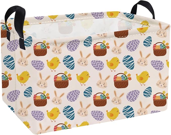 Essme Rectangular Easter Basket - Kids Easter Gift with Handles, Shelf Basket, Toy Organizer