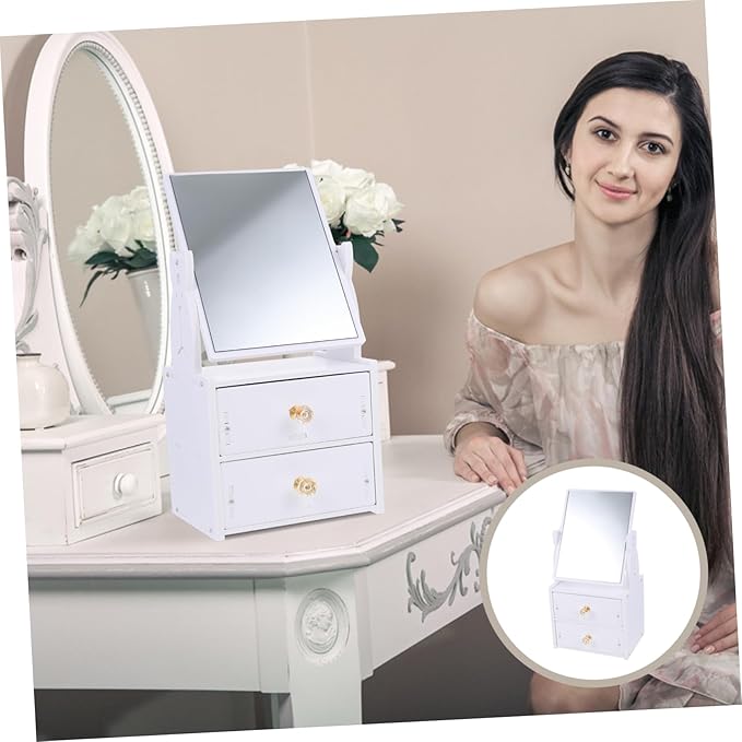 Makeup Containers Organizers Dresser Mirror Storage Vanity Mirror for Desk Makeup Storage Box