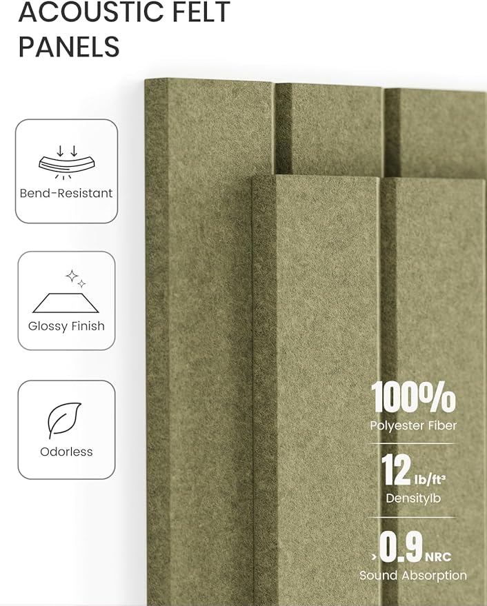 Fluxynara Large Felt Bulletin Board 48" x 36" Cork Board Alternative - 6 Pack with 40 Safe Removable Adhesive Tabs, Cork Boards for Walls Cork Board for Home Office Classroom Pin Board (Olive Green)