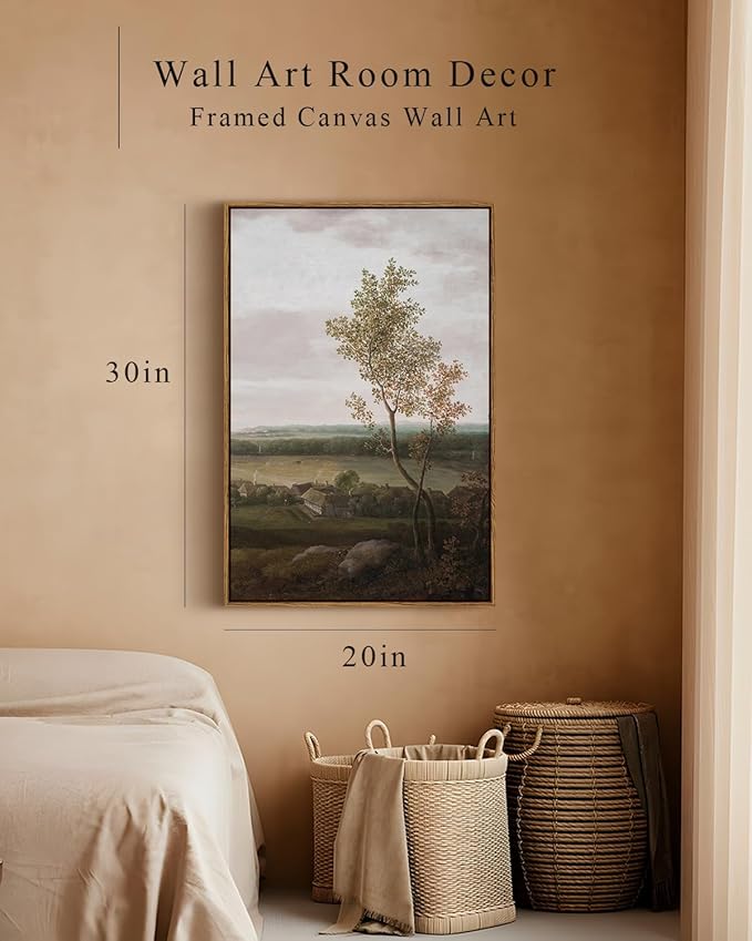 InSimSea Framed Canvas Prints Art Vintage Decor, Rural Scenery Landscape Paintings, Large Prints, Countryside Farmhouse Hanging Wall Decorations for Living Room Dining Room Bedroom, 20"x30"