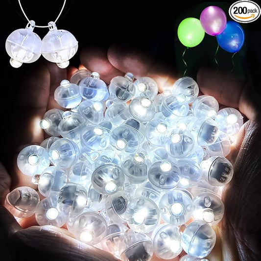 200Pcs Mini Led Lights with Hooks,Led Balloons Light for Party Decorations, Paper Lantern, Easter Eggs, Birthday Party, Halloween Christmas Decoration (Glow steadily White)