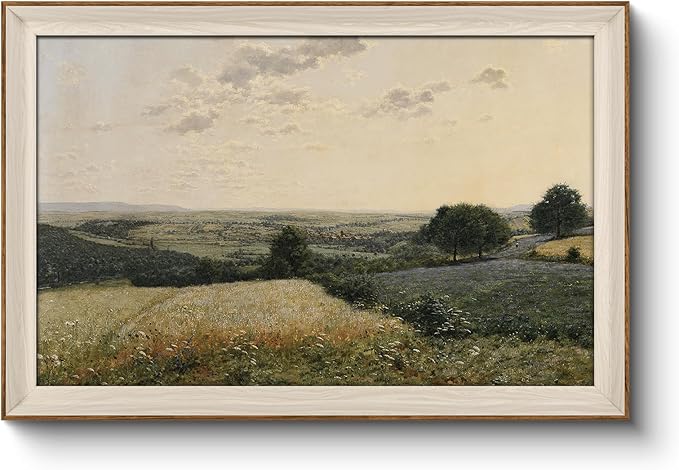 VIYYIEA Framed Canvas Wall Art, Landscape Wall Art for Living Room, Vintage Natural Oil Painting Picture, Beautiful Scenery Home Decor, Bathroom Wall Decor -【Summer Landscape】-(24"x36")
