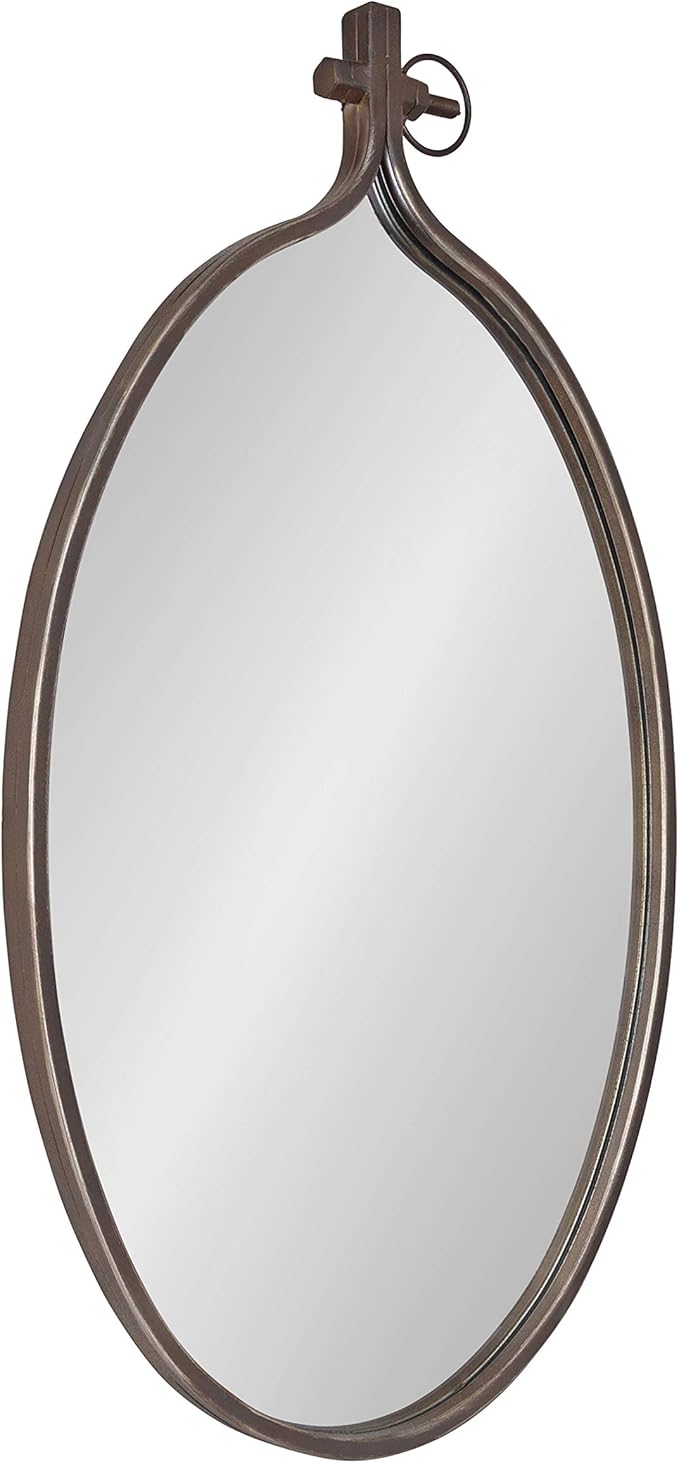 Kate and Laurel Yitro Rustic Oval Metal Framed Wall Mirror, 20 x 34, Rustic Metal, Chic Industrial Accent Mirror for Wall