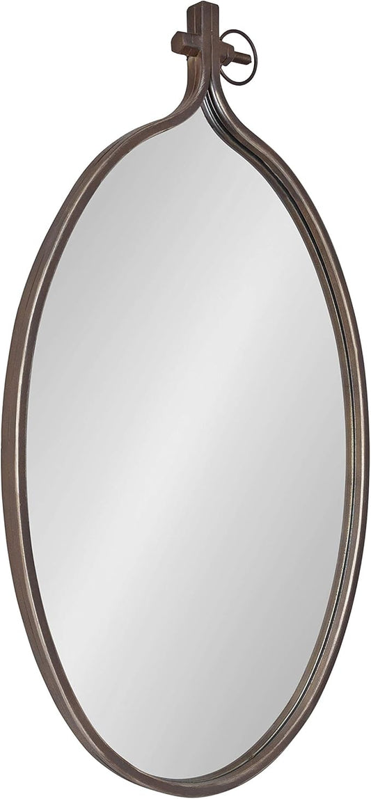 Kate and Laurel Yitro Rustic Oval Metal Framed Wall Mirror, 20 x 34, Rustic Metal, Chic Industrial Accent Mirror for Wall