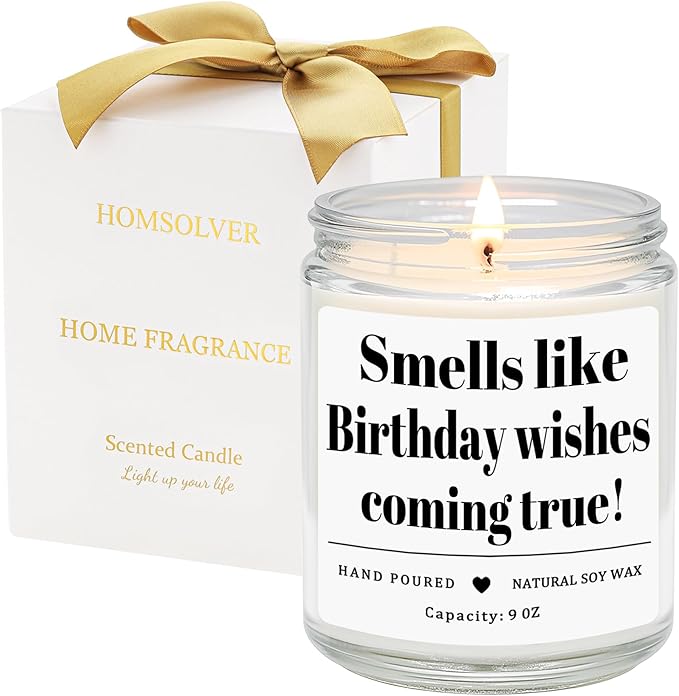 Homsolver Birthday Gifts for Women Men, 9OZ Lavender Scented Birthday Candles with 50+ Hours Burn Time, Unique Handmade Birthday Decorations for Her Him, 20st/30th/40th/50th/60th/70th Birthday Candle