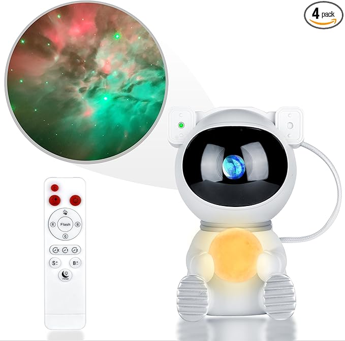 Astronaut Galaxy Projector Star Night Light with Moon Lamp, Starry Nebula Ceiling Projection with Timer, Remote Control and 360° Adjustable, Cool Gifts for Son Children Adults Teen Boys Girls