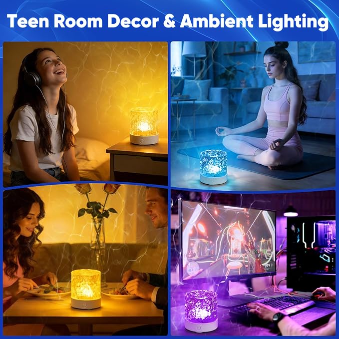 YXQUA Northern Lights Ocean Wave Projector Light, Galaxy Light Projector, 16 Colors Gradual Rotating Water Ripple Ambient Light Non-Wood, Aurora Projector for Sleeping, Home Theater, Party (Charge)
