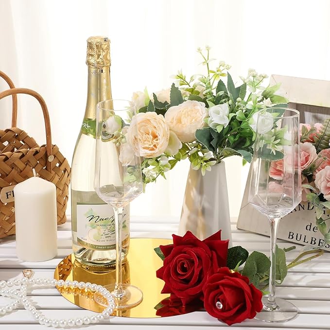 Circle Mirror Centerpieces, Wedding & Party Mirror Tiles, Table & Wedding Decor - 8'' Gold