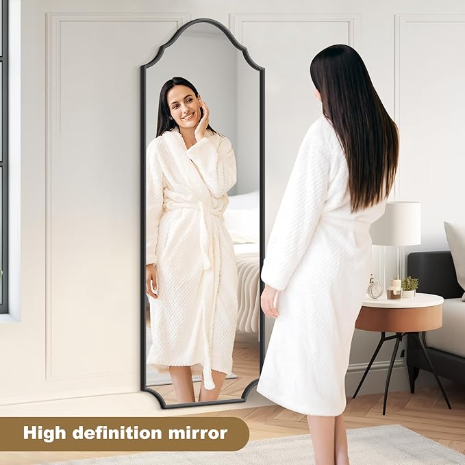 WallBeyond Arched Full Length Mirror Wall Mounted, 70"x24" Black Metal Frame Full Body Mirror for Bedroom, Living Room, Hanging or Leaning Against Wall Full Size