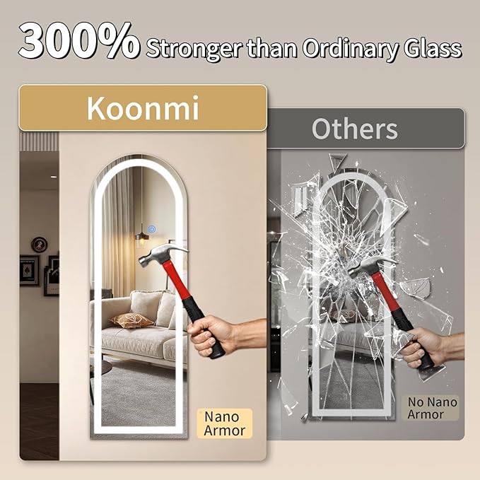 Koonmi Full Length Mirror with LED Lights 65"x26" with Dimming & 3 Color Lighting