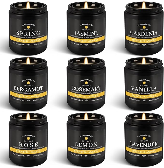 YOROXRG 9Pack Candles for Home Scented, Aromatherapy Candles Gifts Set for Men Candles Set, 63 oz 450 Hour Long Lasting Candles,Gifts for Mens Birthday,Christmas,Thanksgiving Anniversary Present