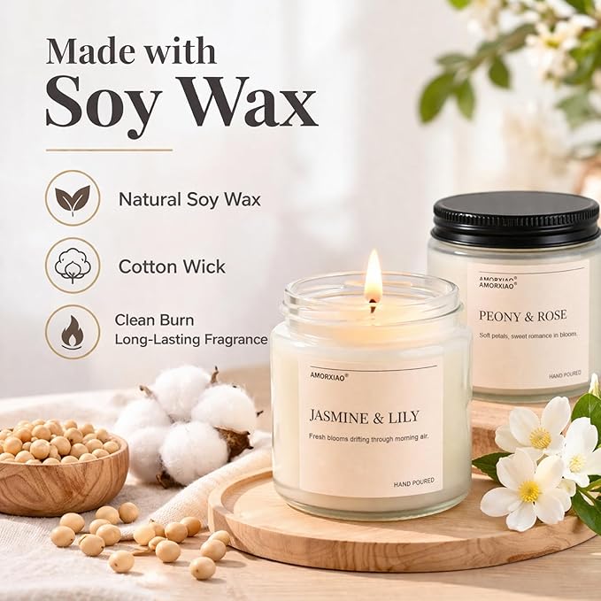 Scented Candles Gift Set, 8 Pack Soy Wax Candles for Home, Long Lasting Burn Floral Fresh Aromatherapy Scents for Women, Birthday, Holiday, Mothers Day