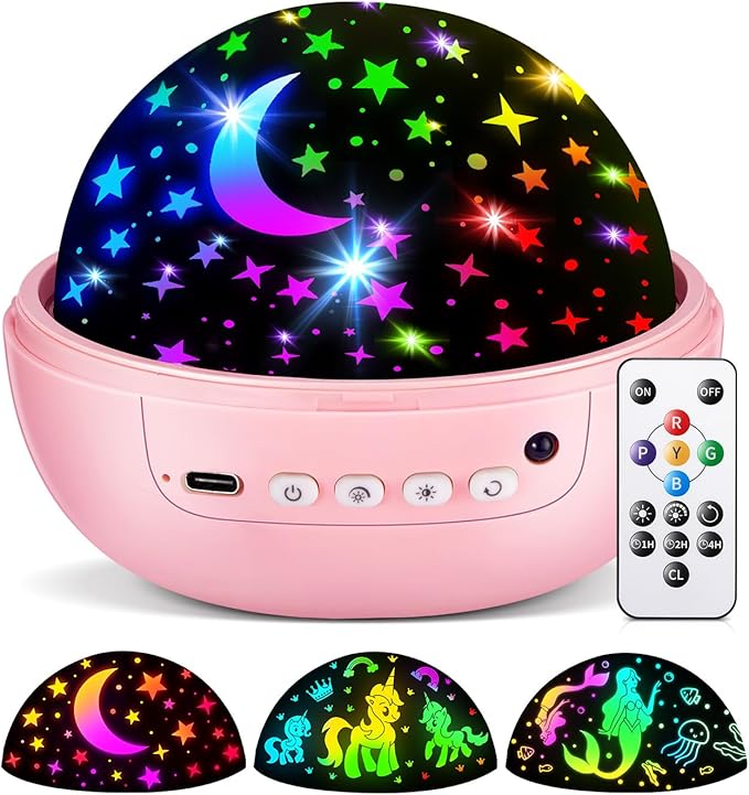 Staryou Unicorn Toys for Girls Age 4-6, [93 Modes+Remote] Toys for 3 Year Old Girl, 3 Timer+3 Brightness Unicorn Gifts for Girls 4-6, 360° Rotate Night Light Projector, 6 Year Old Birthday Gifts