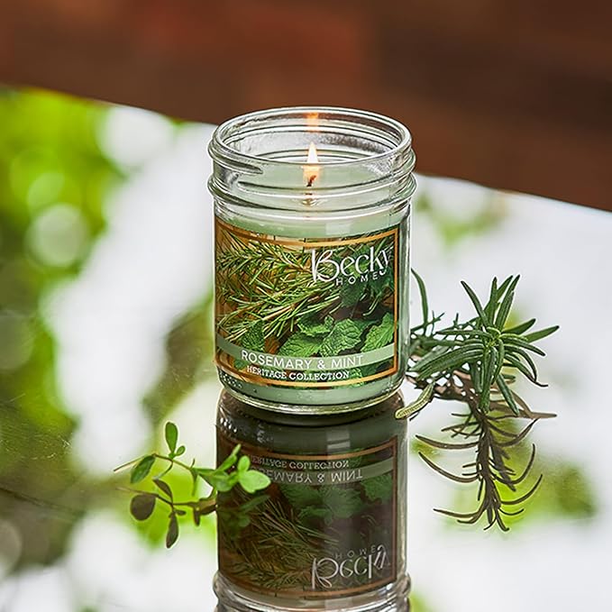 8oz Rosemary Mint Scented Candles for Home, 45 Hrs Soy Wax Candle for Stress Relief, House Aromatherapy Candle Fall Gifts for Men and Women