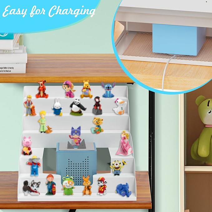 for Tonie Shelf Magnetic, Tonies Storage for Tonie Figures, 30-50 Characters and Toniebox for Girls and Boys in White