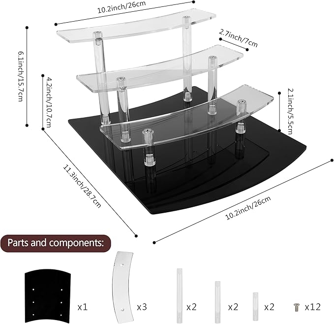 ELEGANTLIFE Acrylic Display Riser Stand – 4 Tier Clear Shelf for Funko POP, Amiibo, Figures, Collectibles, Cupcakes, Perfume, Skincare Organizer