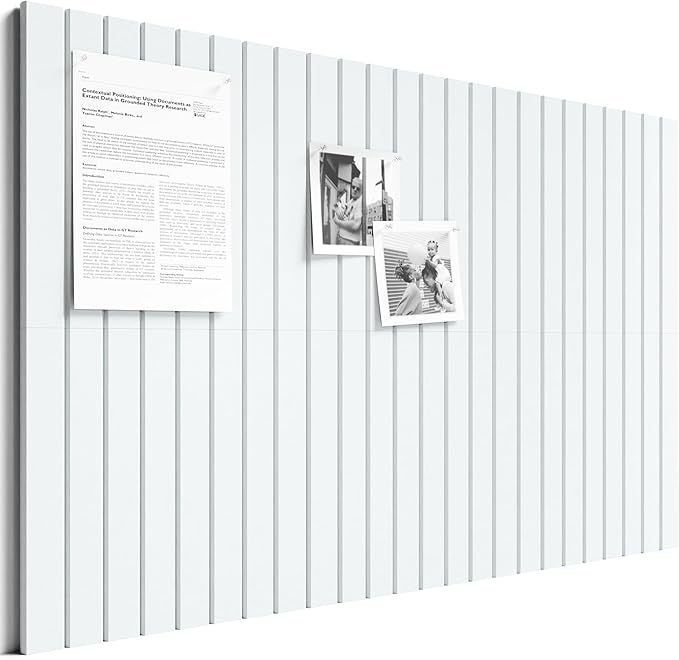 Bumusty Large Cork Board Alternative-36 x 24" Felt Bulletin Board Tiles, with 30 Pushpins, 40 Adhesive Tabs, Fine-Stripe 6-Pack, Cork Boards for Office Push Pin Board Felt Board-Cold White