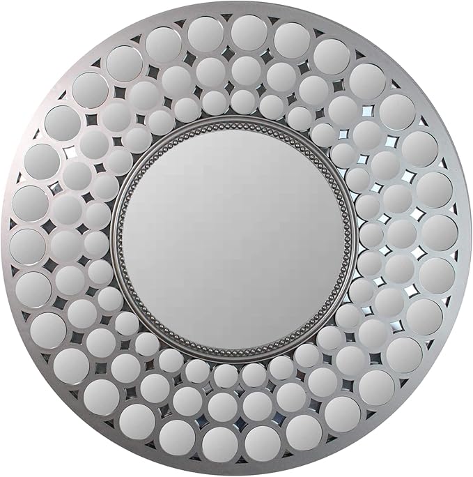 Northlight 24.75" Silver Cascading Orbs Round Wall Mirror