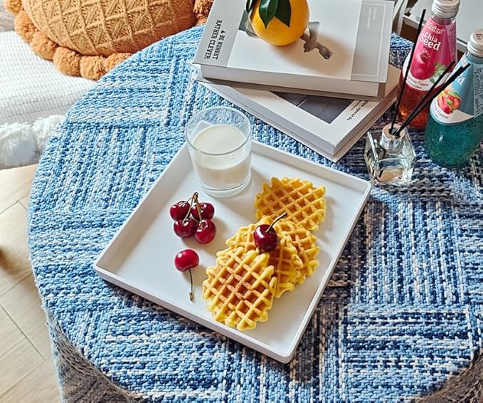Small Square Tray (9 inch) 3 Pack, Durable White Tray for Desserts & Organization, Lightweight for Coffee, Drinks, Party, Seasoning, Perfume and Display.