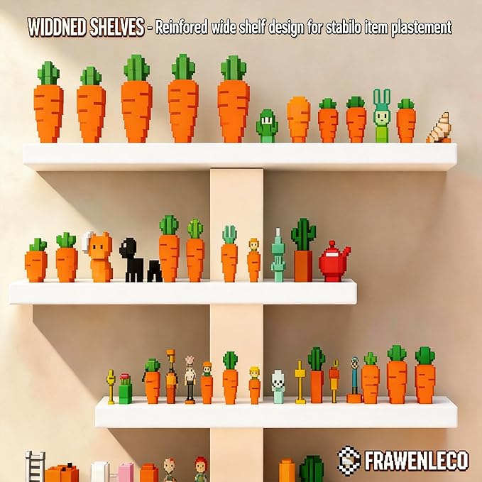 No Drill Floating Shelf for Wall, 7-Tier Wall Mounted Organizer, Damage-Free Display Shelf for Collectibles, Figures, Bathroom Kitchen Storage, White