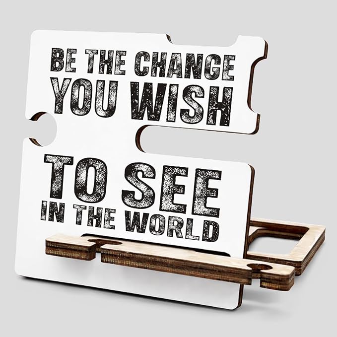 Inspirational Graduation Gift - Multi-functional Desk Organizer - Motivational Positive Office Quote Wooden Decor Sign for Desk Shelf Table