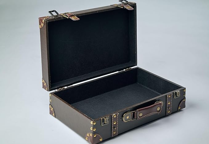 wald imports - Paperboard Suitcase -Decorative Storage Boxes - Suitcase for Decoration, Storage, and More (Brown)