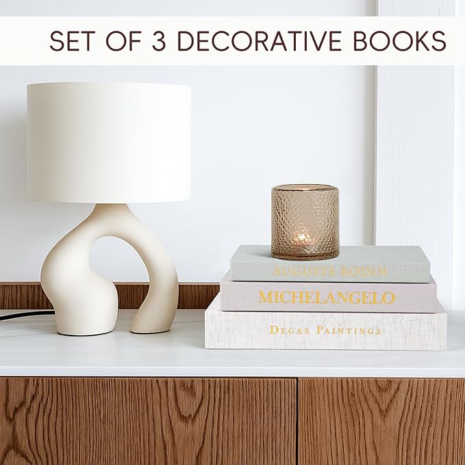 XKDOUS 3 Pack Linen Decorative Books for Home Decor Gold Foil Cover Modern Faux Decor Book Aesthetic Coffee Table Books Hollow Keepsake Storage Box for Shelf, Decoration