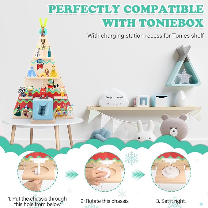 Tent for Tonies Box 1/2 Tonies Figures Organizer Storage Shelf Wall Mounted, Magnetic Display Collection 30~40 Characters Floating Shelves Storage Player