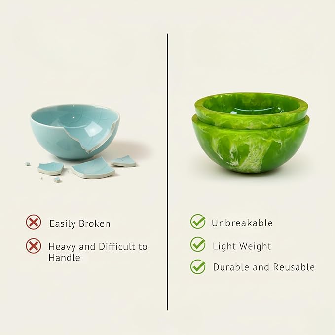 Elegant Handcrafted Resin Bowl – Glossy Amber Finish Decorative & Functional Use | Resin Decorative Bowl Centerpiece Table Decorations, Fruit Basket for Coffee Table Décor, Kitchen Décor (Green)