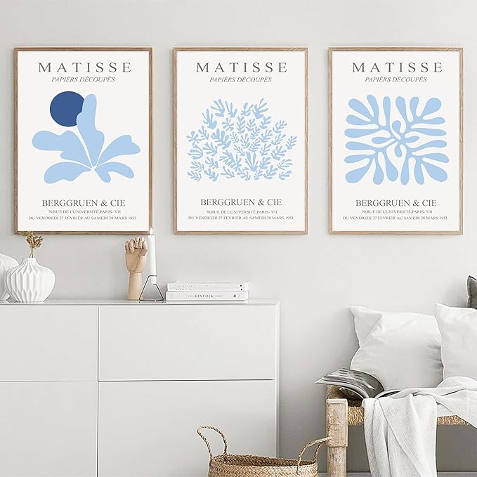 FYARTKJ 3Pcs Blue Coastal Wall Art Prints Coastal Granddaughter Aesthetic Wall Decor Pictures Abstract Minimalist Beachy House Posters for Bedroom Living Room Gallery Home Decoration Unframed 12x16in