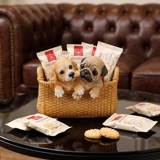 Dog Resin Storage Basket, Desktop Organizer for Remote & Keys, Cute Home Decor Tray, Ideal present for Pet Lovers.(Labrador Retriever & Pug)