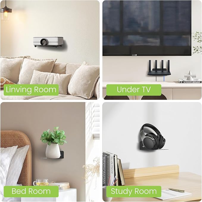 Steel Floating Shelves for Wall,Small Wall Shelf，Suitable for Bedroom, Living Room, Bathroom, Kitchen, Office (Black, 2Pack 4.72x6.1 in)
