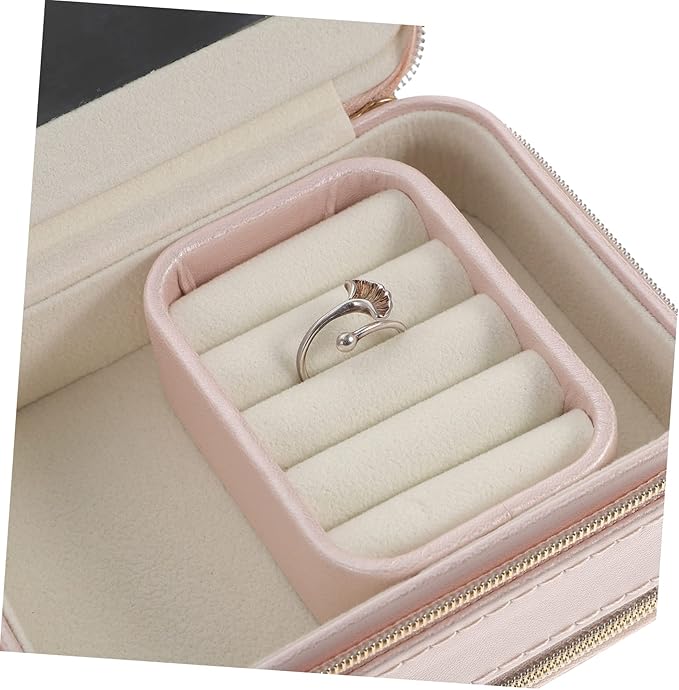 Box Necklace Jewelry Box Ring Jewelry Box Ring Organizer Box Travel Jewelry Organizer Earring Box Organizer Makeup Train Bag Travel Jewelry Case Portable Small Jewelry Organizer Pu ( Color : Pink , Si