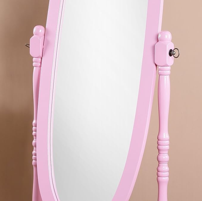 Roundhill Furniture Queen Anna Style Floor Cheval Mirror, Pink