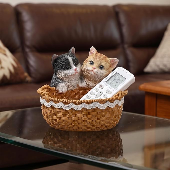 Cat Resin Storage Basket, Desktop Organizer for Remote & Keys, Cute Home Decor Tray, Ideal present for Pet Lovers.(Two British Shorthair cats)