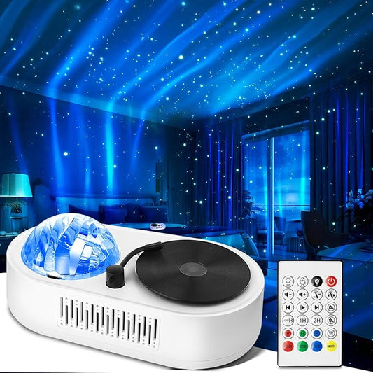 Galaxy Projector with Bluetooth Speaker, Rechargeable Aurora Lamp Northern Night Lights Ambient Lighting Star Projector with Remote for Room Decor Parties Gifts for Kids, Adults, Christmas, Birthday