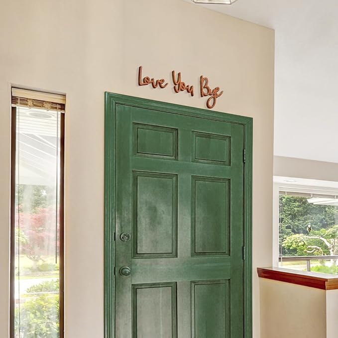 Dripykiaa LOVE YOU BYE Wood Sign Home Decor Boho Decor 31.5” Wood Grain Wall Decor Express Love and Warm for Your Family Lovers Wall Art Gift Hallway Entryway Door For Home - Brown