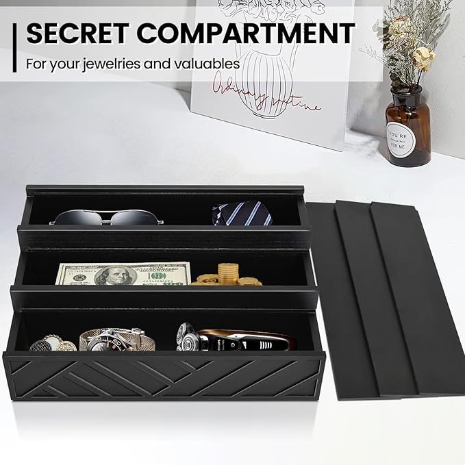 Wooden Cologne Organizer for Men，3 Tier Cologne Stand and Perfume Organizer for Women, Perfume Display Holder Cologne Display Shelf with Hidden Compartment for Watch, Jewelry,Great Gift for Father