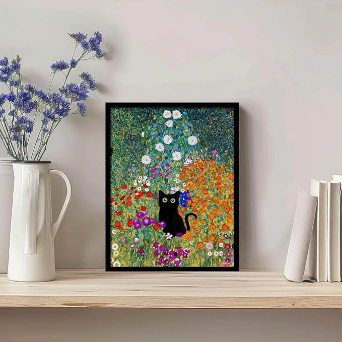Hamduker Canvas Wall Art Cat Decor for Dorm Bedroom Canvas Prints Aesthetic Monet Cat Posters Living Room Decor (Size: 11'' x 14''x1pcs)