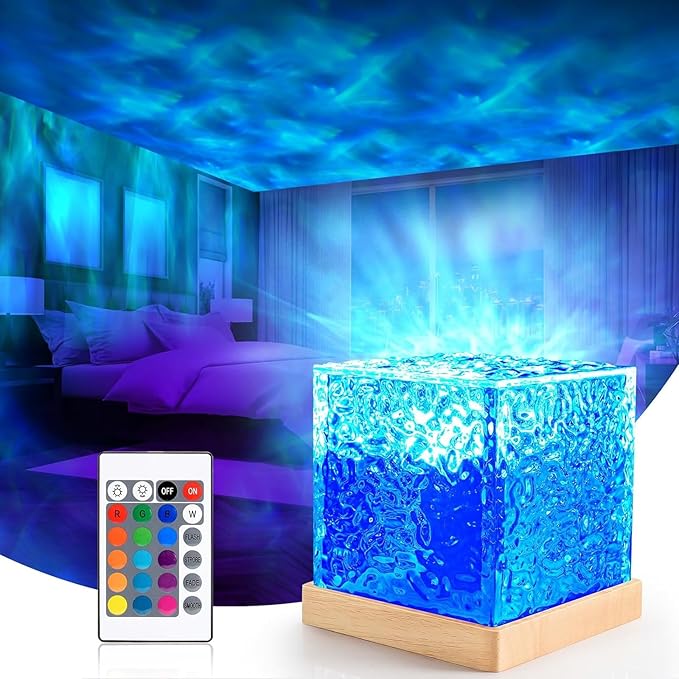 Northern Lights Projector - Rotating Ocean Wave Projector,16 Colors Changing Water Wave Lamp with Remote for Bathroom, Bedroom, Kids Room, Party, Bars, Game Rooms (Large Ocean)