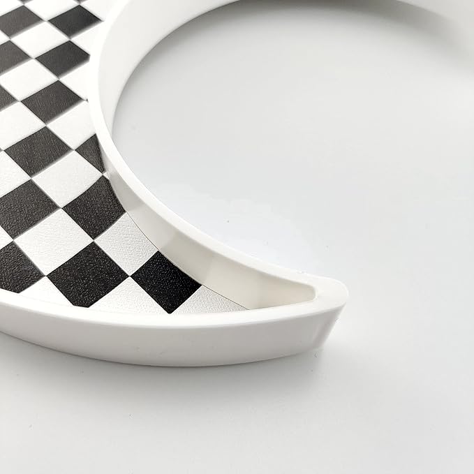 Ciandid Checkered Moon Shape Jewelry Tray - Decorative Organizer for Makeup, Perfume, Dresser, Vanity, Bathroom, Coffee Table, Ottoman