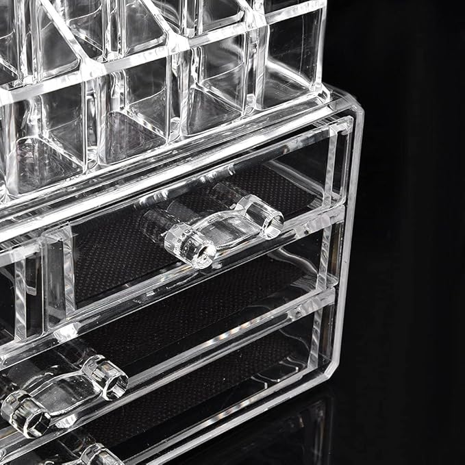 Clear Makeup Cosmetics Organizer Jewelry Storage Box, Multi Layer Jewelry Case with Drawers, Transparent Compartment Design for Dressing Table, Eco - Friendly PS Material