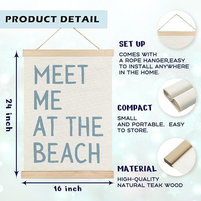 RYYCDOI Coastal Cowgirl Beach Room Decor Set of 2, Aesthetic Seashell Wall Decor, Blue Beach Decor for Teen Girls Room, 16x24 Inches