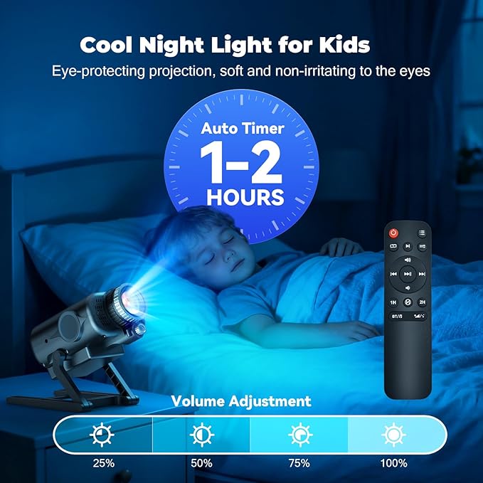3D Galaxy Star Projector for Bedroom, 60 Themes HD 3D Planetarium Projector with Bluetooth Speaker, 1H/2H Timer, Night Light for Bedroom, Home Decor, Valentines Day, Gifts for Girls, Boys Black