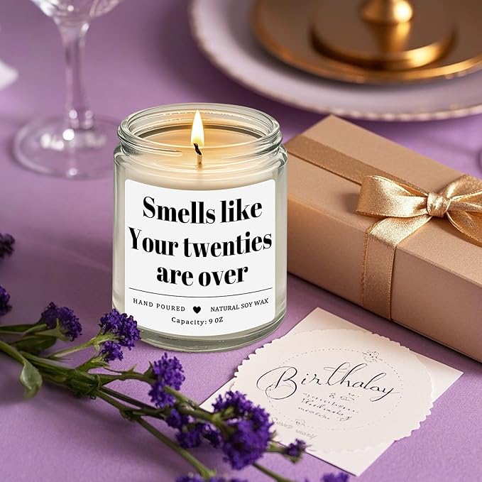 Homsolver 30th Birthday Gifts for Women Men, 9OZ Lavender Scent Happy Birthday Candles with 50+ Hours Burn Time, Unique Handmade 30th Birthday Decorations for Her Him, Friend, Sister, Wife, Husband