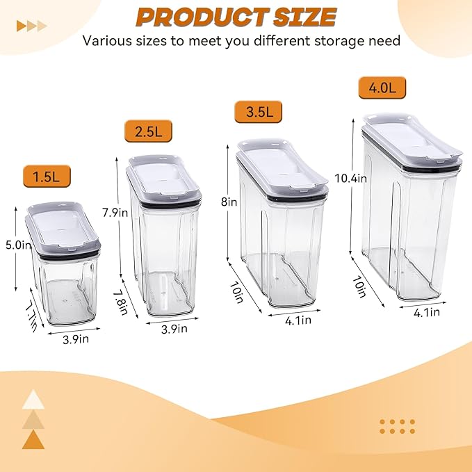 FreshKeeper Cereal Containers Storage Set, Airtight Food Storage Container with Lid 2.5L,2PCS BPA-FREE Plastic Pantry Organization Canisters for Rice Cereal Flour Sugar Dry Food in Kitchen…