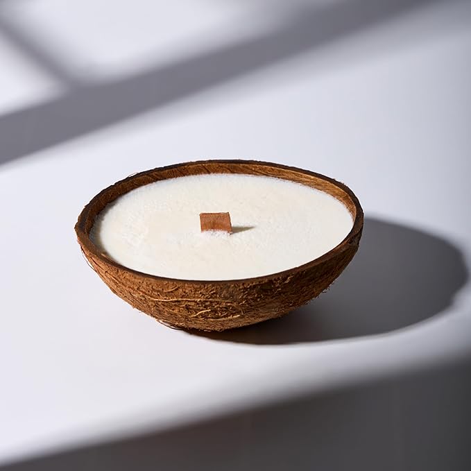 – Scented Candles Clearance | Coconut Shell Soy Wax Candle with Wooden Wick | Candles for Home Décor | Gift Idea for Women (1, Caramel Island)
